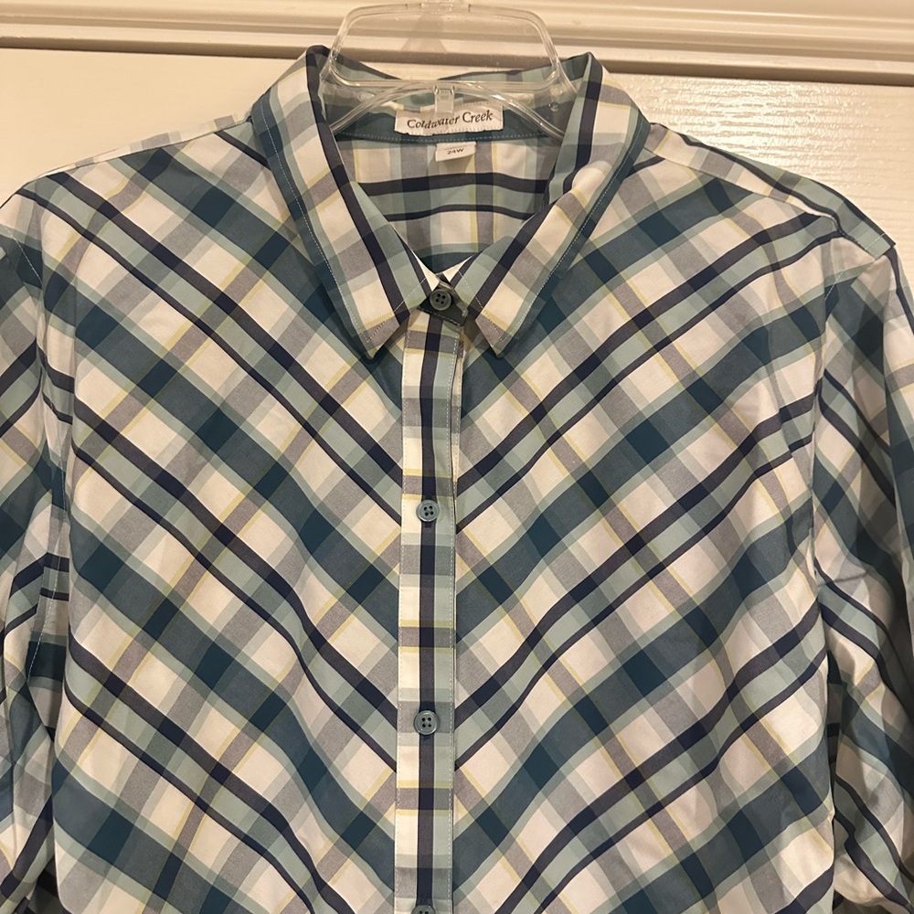 Cold water Creek Button Down shirt Plaid 24W - Picture 2 of 7